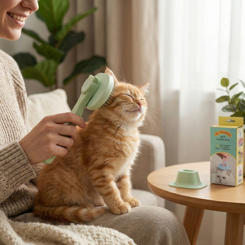 Cepillo Deslanador y Masajeador Premium para Mascotas